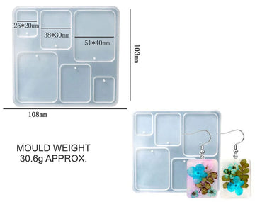 6 Cavity Rectangle Jewellery & Keychain Mould SRN255