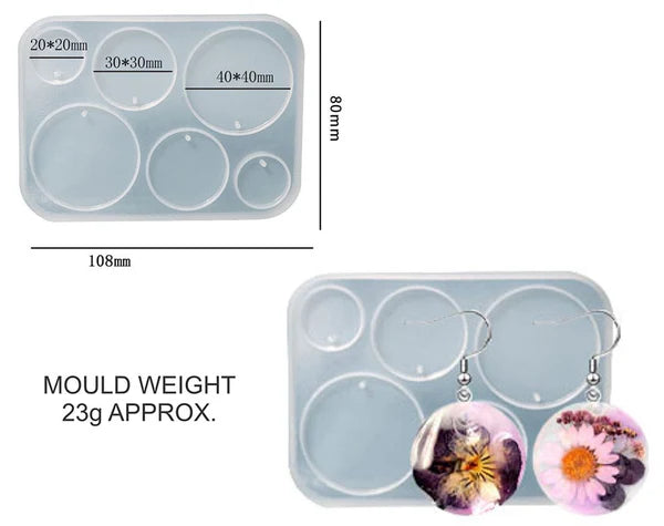 6 Cavity Round Jewellery & Keychain Mould SRN284