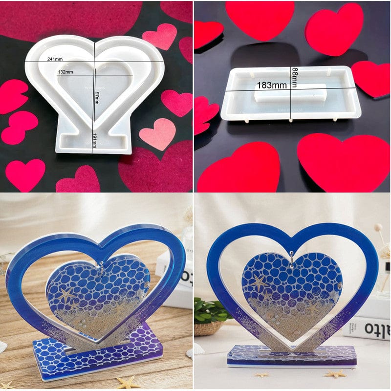 2 IN 1 HEART CENTRE HANGING SHAPED PHOTO FRAME MOULD 47090